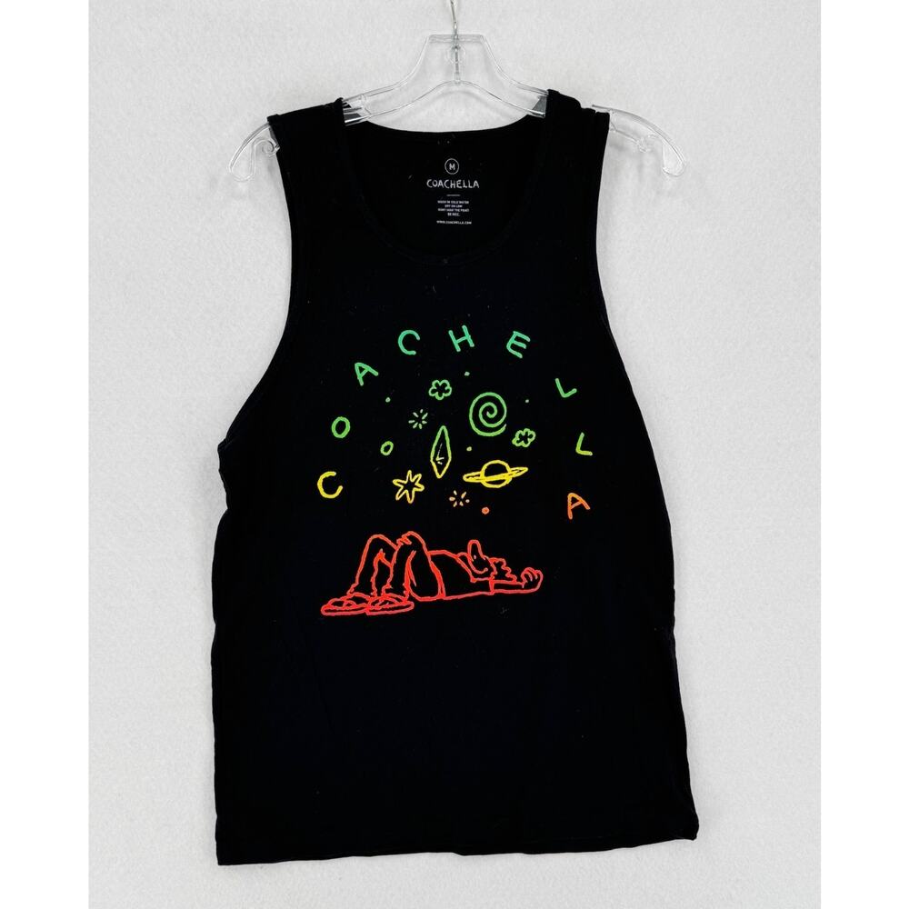 Coachella 2016 Festival Black Graphic Print Merchandise Promo Tank Top Sz M